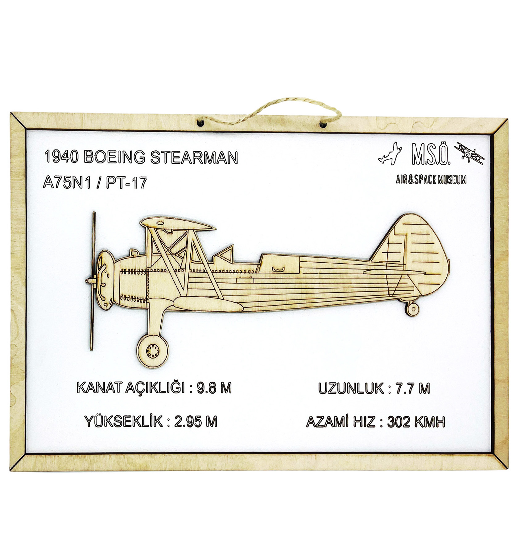 LAZER GRAVÜR TABLO- BOEING STEARMAN